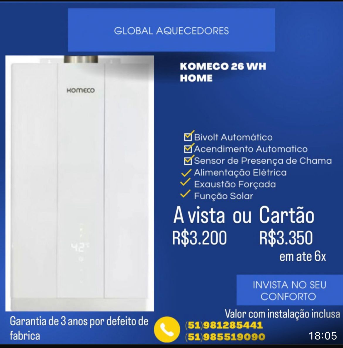 Aquecedor Komeco 26 WH Home